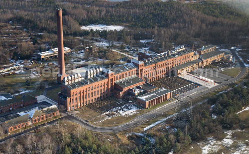 Aerial image Knappenrode - Industrial monument of the technical plants and production halls of the premises Energiefabrik Knappenrode on street Werminghoffstrasse in Knappenrode in the state Saxony, Germany