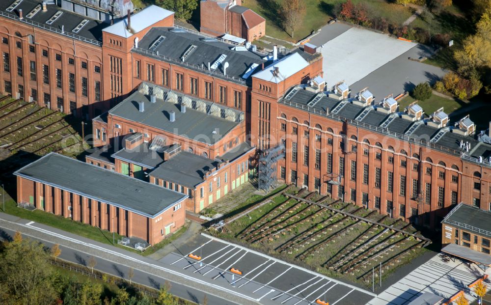 Knappenrode from above - Industrial monument of the disused technical facilities and production halls on the site of the Energiefabrik Knappenrode on Werminghoffstrasse in Knappenrode in the state of Saxony, Germany