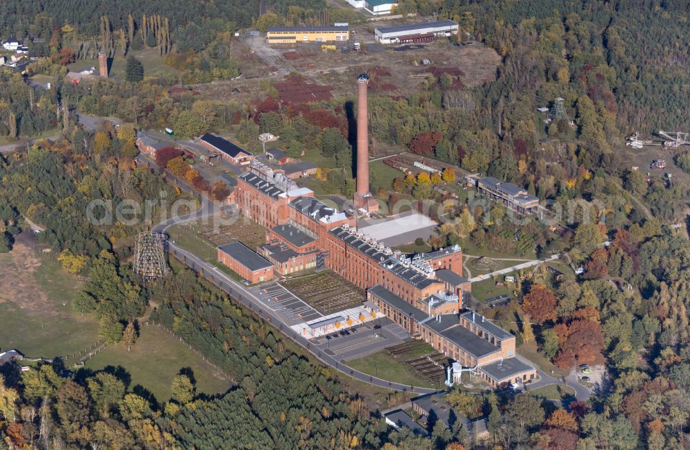 Aerial image Knappenrode - Industrial monument of the disused technical facilities and production halls on the site of the Energiefabrik Knappenrode on Werminghoffstrasse in Knappenrode in the state of Saxony, Germany