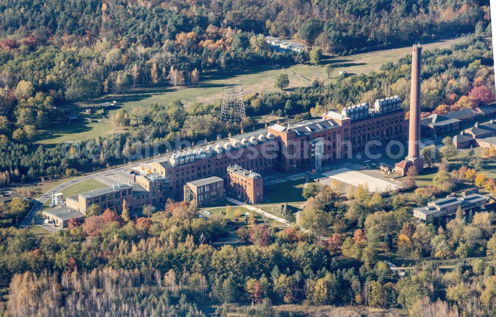 Knappenrode from above - Industrial monument of the disused technical facilities and production halls on the site of the Energiefabrik Knappenrode on Werminghoffstrasse in Knappenrode in the state of Saxony, Germany