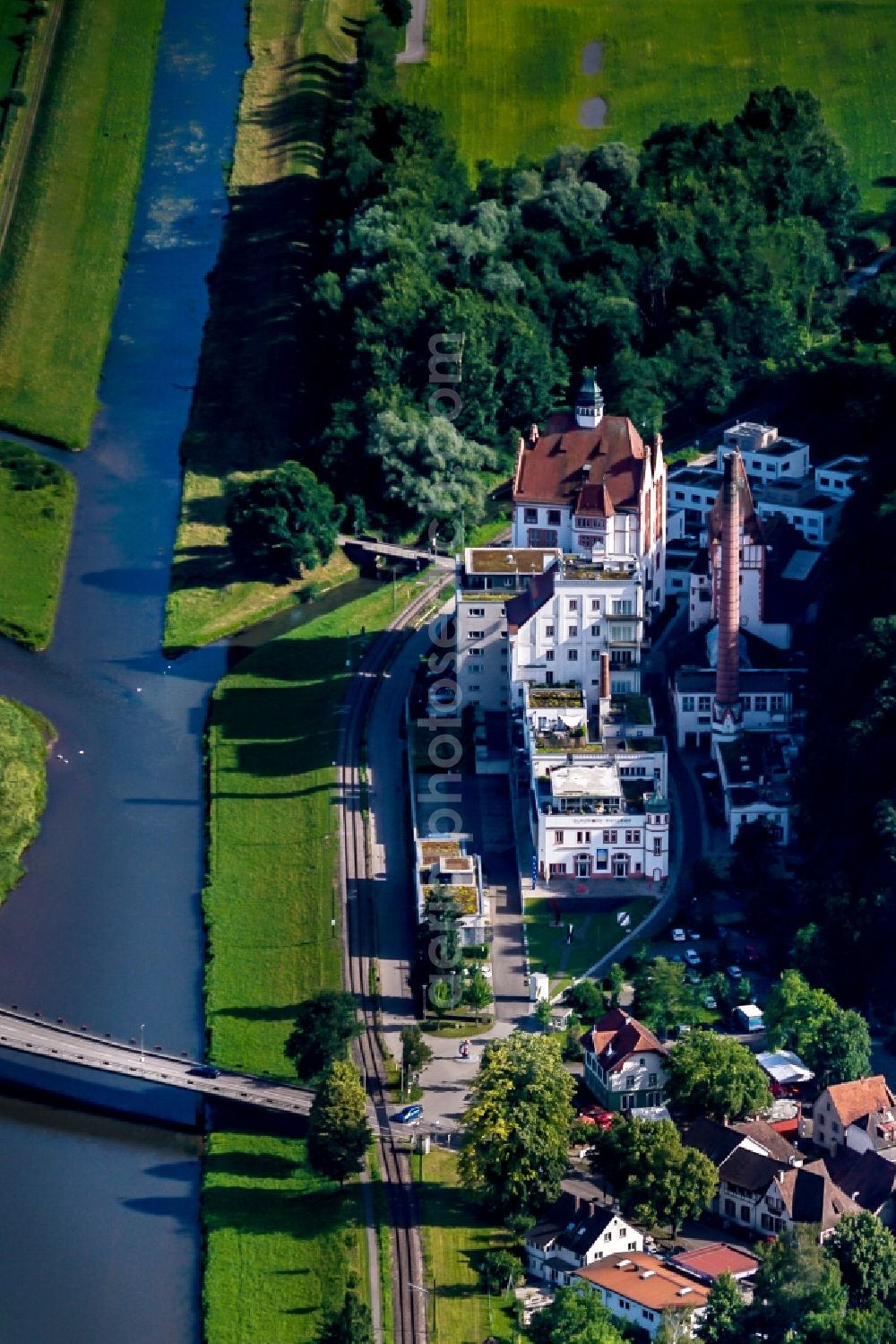 Riegel am Kaiserstuhl from the bird's eye view: Industrial monument of the technical plants and production halls of the premises Messmer ehem. Riegeler Brauerei in Riegel am Kaiserstuhl in the state Baden-Wuerttemberg, Germany