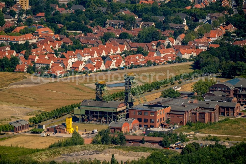 Ahlen from above - Industrial monument of the technical plants and production halls of the premises of Zeche Westfalen in Ahlen in the state North Rhine-Westphalia, Germany