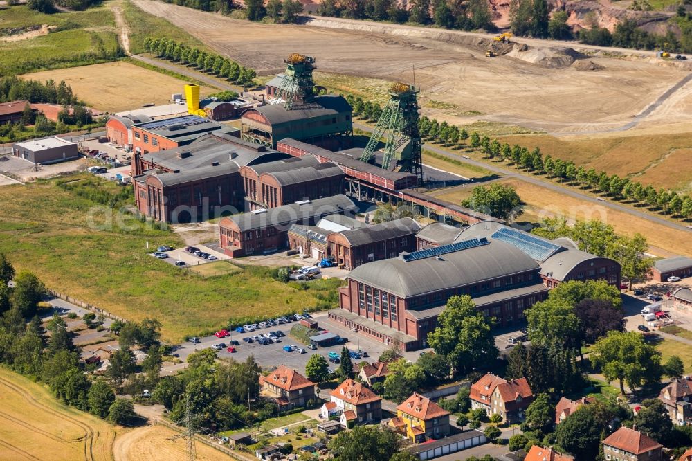 Ahlen from the bird's eye view: Industrial monument of the technical plants and production halls of the premises of Zeche Westfalen in Ahlen in the state North Rhine-Westphalia, Germany