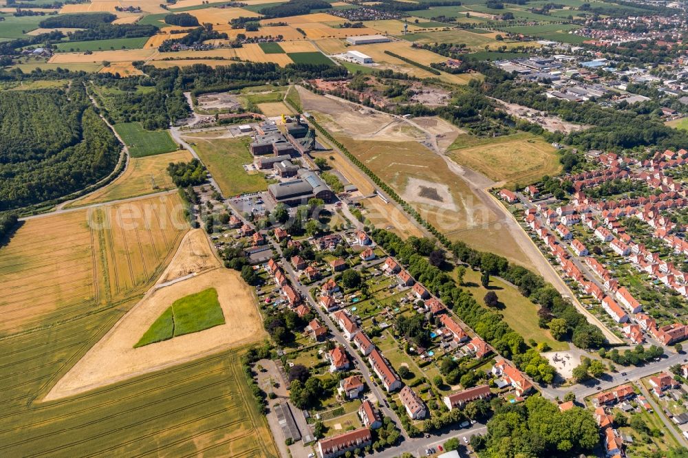 Ahlen from the bird's eye view: Industrial monument of the technical plants and production halls of the premises of Zeche Westfalen in Ahlen in the state North Rhine-Westphalia, Germany