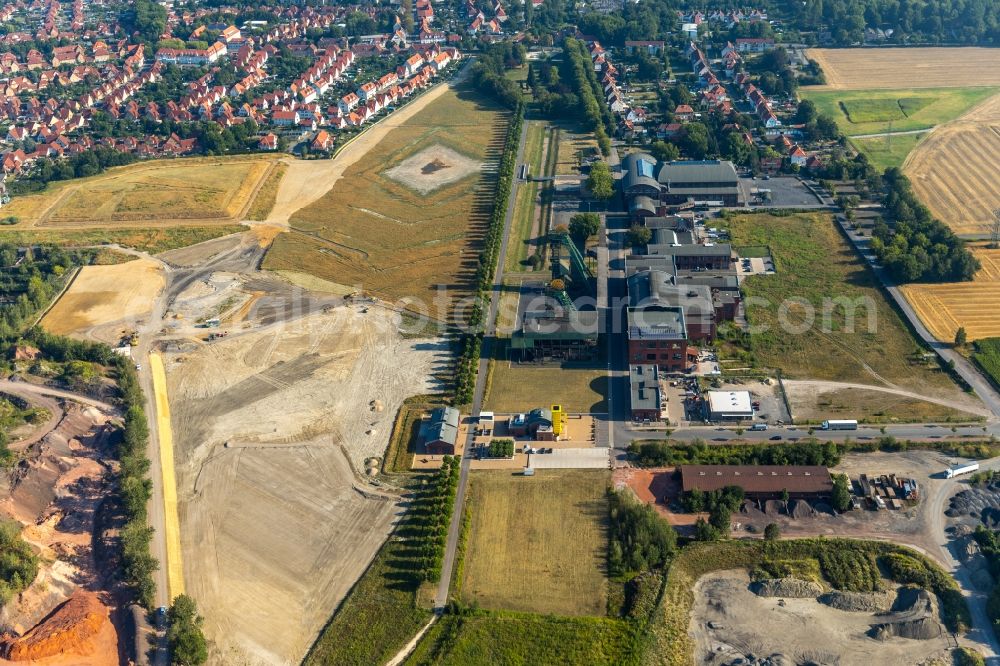 Ahlen from above - Industrial monument of the technical plants and production halls of the premises of Zeche Westfalen in Ahlen in the state North Rhine-Westphalia, Germany