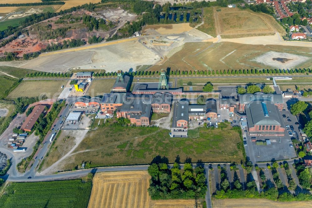 Ahlen from above - Industrial monument of the technical plants and production halls of the premises of Zeche Westfalen in Ahlen in the state North Rhine-Westphalia, Germany