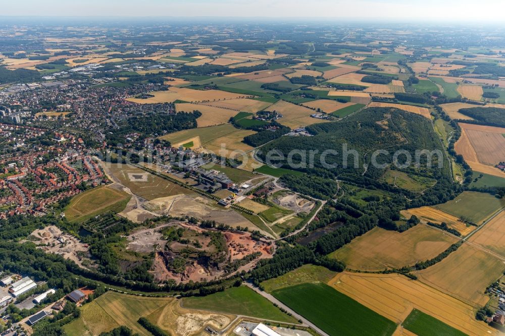 Aerial image Ahlen - Industrial monument of the technical plants and production halls of the premises of Zeche Westfalen in Ahlen in the state North Rhine-Westphalia, Germany