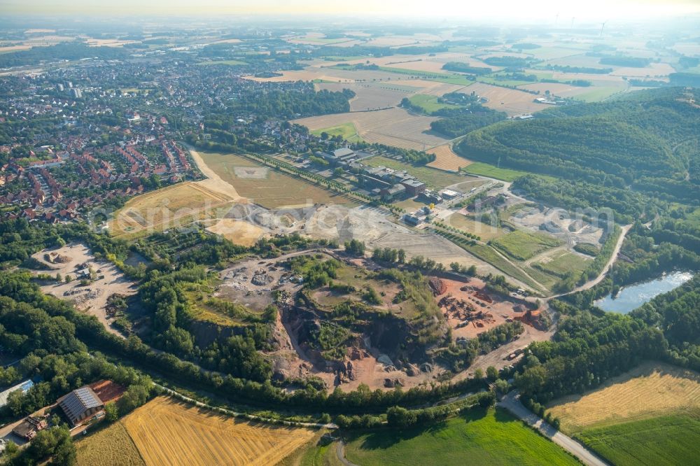 Ahlen from above - Industrial monument of the technical plants and production halls of the premises of Zeche Westfalen in Ahlen in the state North Rhine-Westphalia, Germany