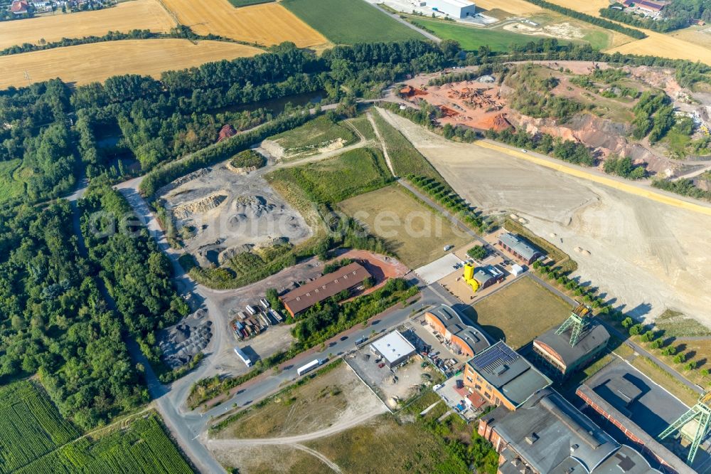 Ahlen from above - Industrial monument of the technical plants and production halls of the premises of Zeche Westfalen in Ahlen in the state North Rhine-Westphalia, Germany