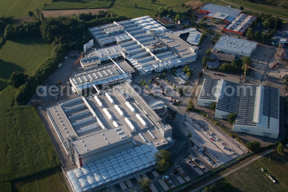 Achern from above - Industrial and commercial area of Fischer Edelstahlrohre GmbH in Achern in the state Baden-Wuerttemberg, Germany