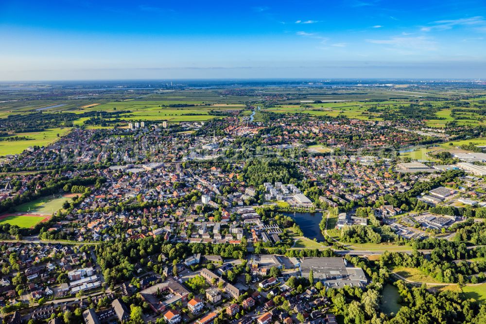 Buxtehude from above - Industrial and commercial area Alter Postweg in Buxtehude in the state Lower Saxony, Germany