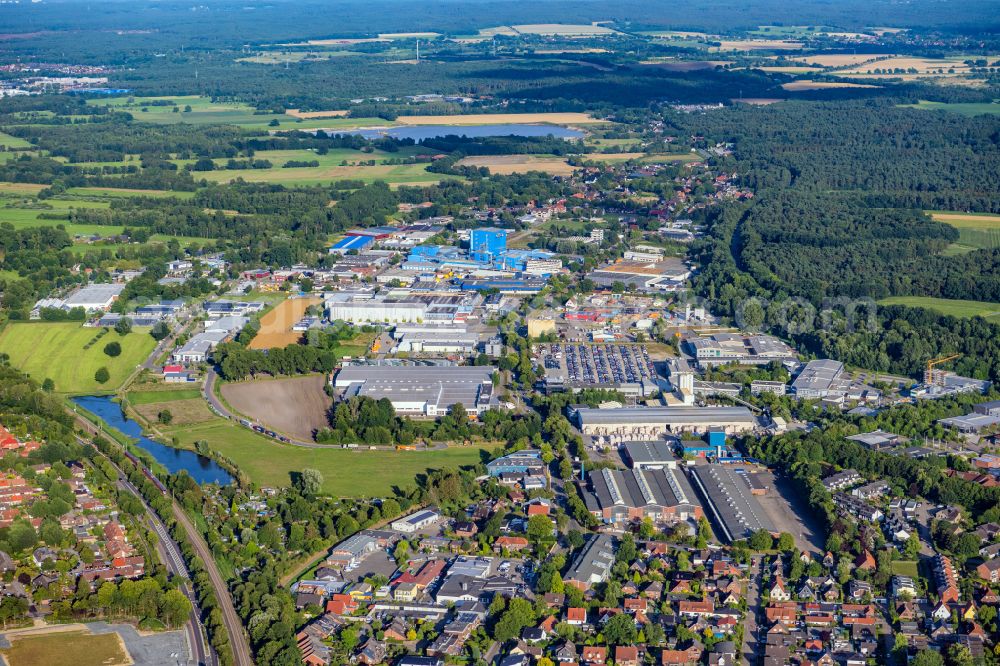 Aerial image Buxtehude - Industrial and commercial area Alter Postweg in Buxtehude in the state Lower Saxony, Germany