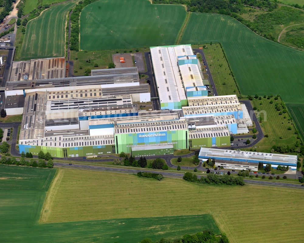 Aerial image Andernach - Industrial and commercial area with the location of the factory premises of ThyssenKrupp Rasselstein GmbH in Andernach in Rhineland-Palatinate