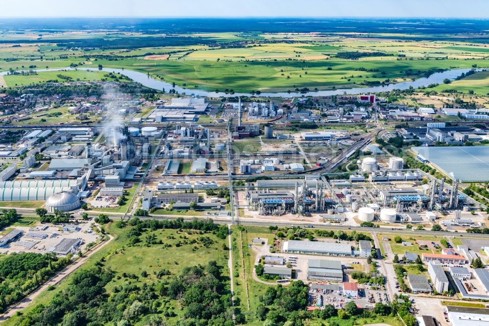 Aerial image Lutherstadt Wittenberg - Industrial and commercial area Apollensdorf in Lutherstadt Wittenberg in the state Saxony-Anhalt, Germany