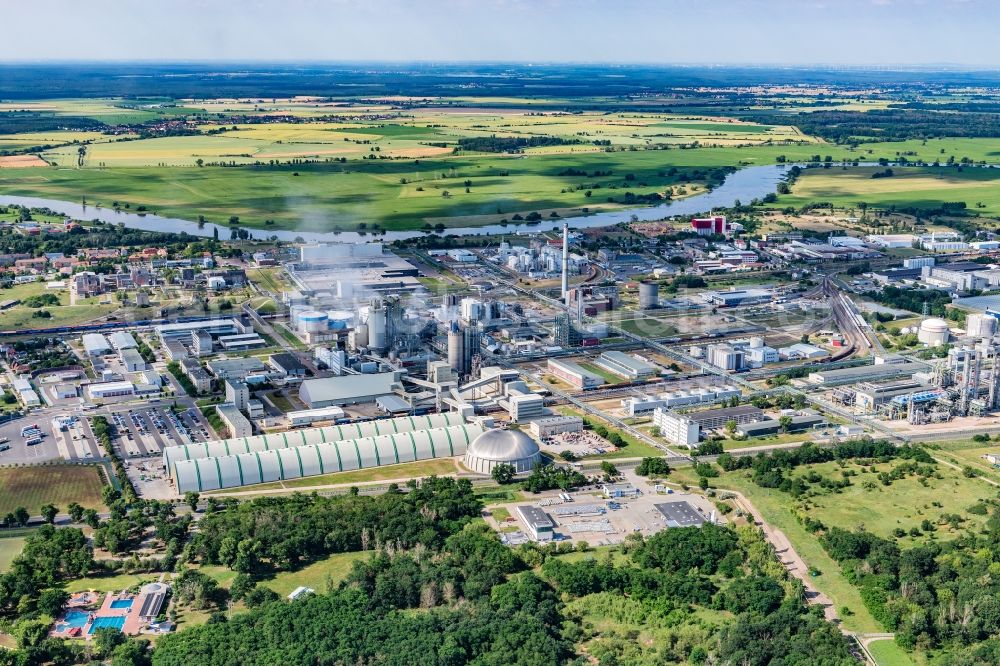 Lutherstadt Wittenberg from above - Industrial and commercial area Apollensdorf in Lutherstadt Wittenberg in the state Saxony-Anhalt, Germany