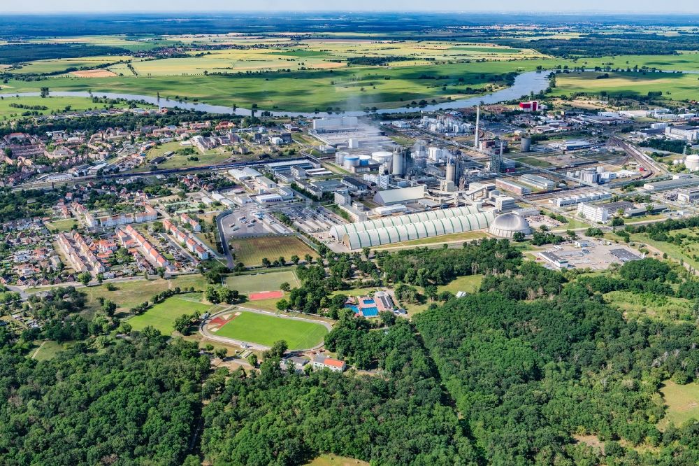 Lutherstadt Wittenberg from the bird's eye view: Industrial and commercial area Apollensdorf in Lutherstadt Wittenberg in the state Saxony-Anhalt, Germany