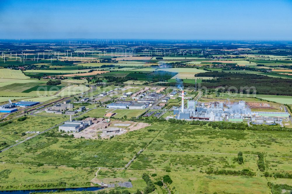 Arneburg from the bird's eye view: Industrial and commercial area on street Dalchauer Strasse in Arneburg in the Altmark in the state Saxony-Anhalt, Germany