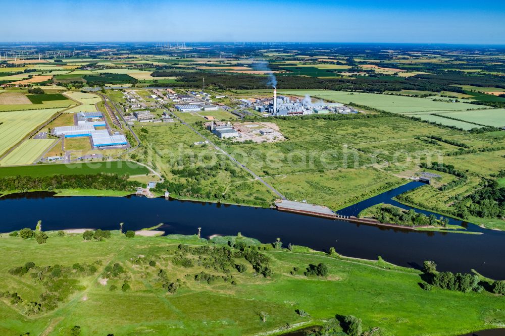 Aerial image Arneburg - Industrial and commercial area on street Dalchauer Strasse in Arneburg in the Altmark in the state Saxony-Anhalt, Germany