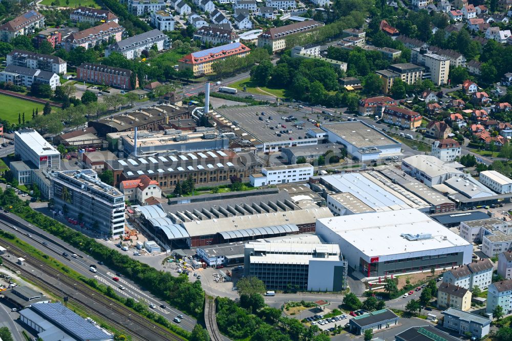 Aschaffenburg from above - Industrial and commercial area on street Hefner-Alteneck-Strasse - Schweinheimer Strasse in Aschaffenburg in the state Bavaria, Germany