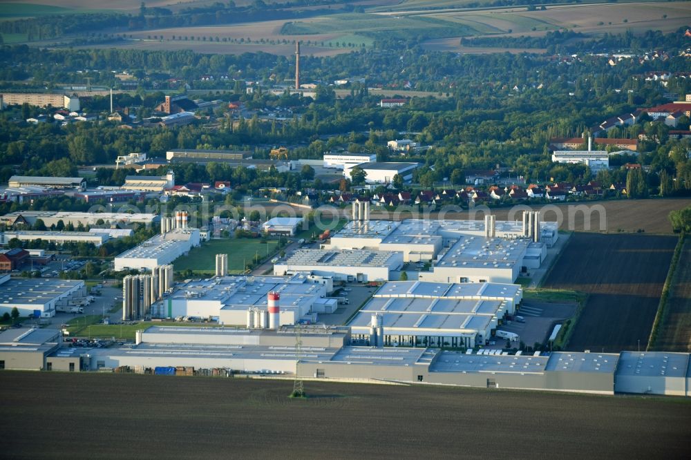 Aerial photograph Aschersleben - Industrial and commercial area Guestener Strasse in Aschersleben in the state Saxony-Anhalt, Germany