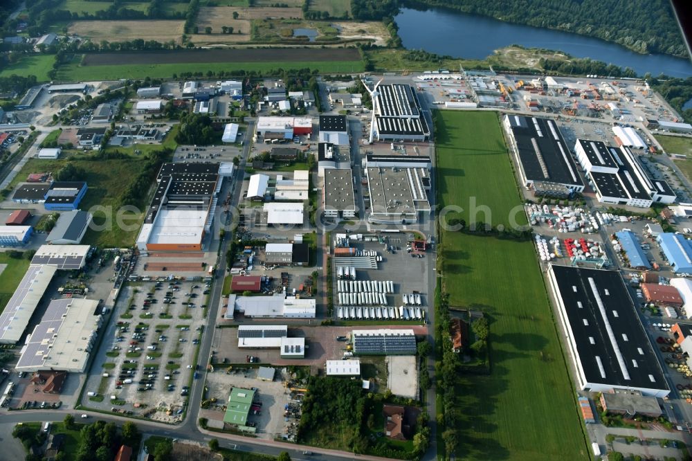 Aerial image Aurich - Industrial and commercial area Sandhorst in Aurich in the state Lower Saxony