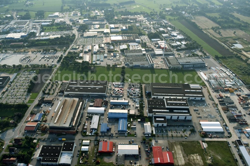 Aerial photograph Aurich - Industrial and commercial area Sandhorst in Aurich in the state Lower Saxony