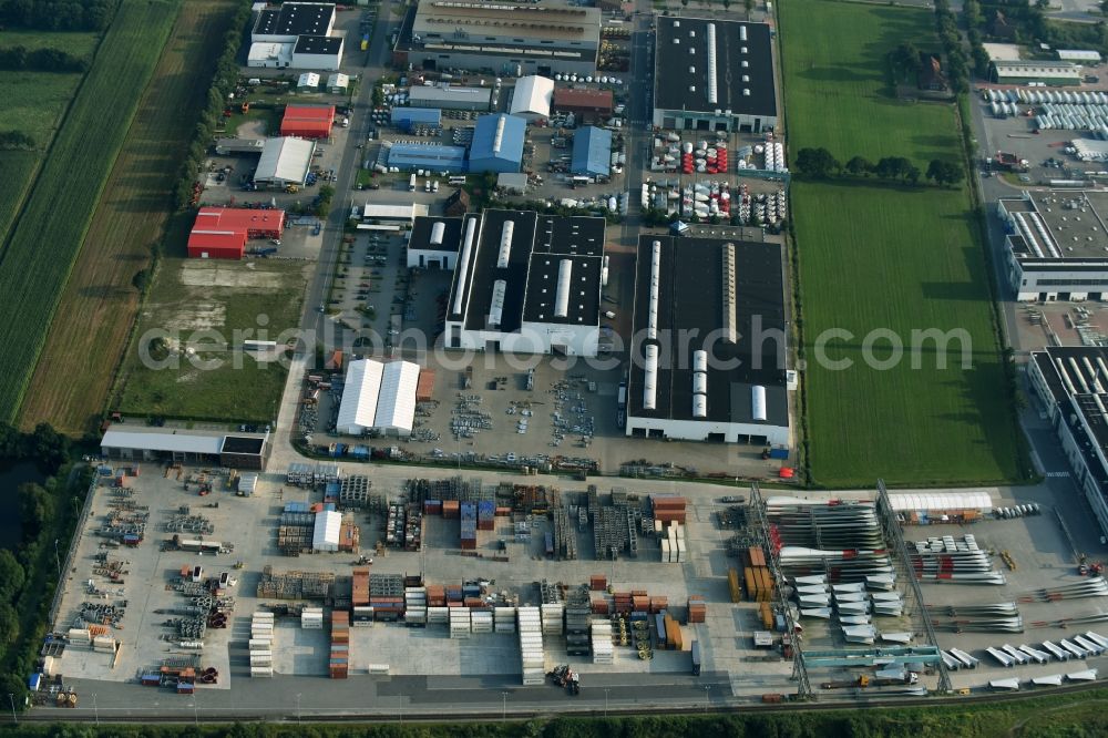 Aerial photograph Aurich - Industrial and commercial area Sandhorst in Aurich in the state Lower Saxony