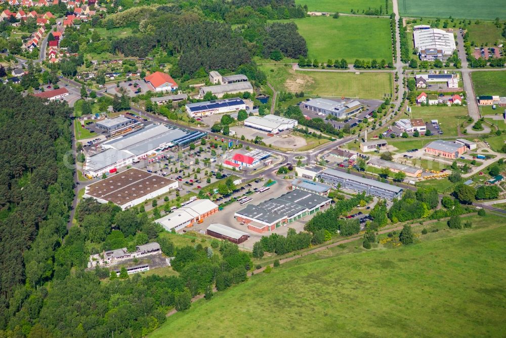 Aerial image Bad Belzig - Industrial and commercial area Gewerbepark Seedoche in Bad Belzig in the state Brandenburg, Germany