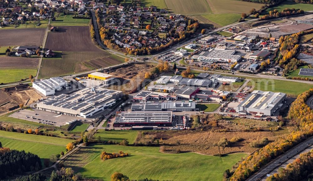 Aerial photograph Oberndorf am Neckar - Industrial and commercial area on Balinger Strasse and BAB A81 in Oberndorf am Neckar in the state Baden-Wuerttemberg, Germany