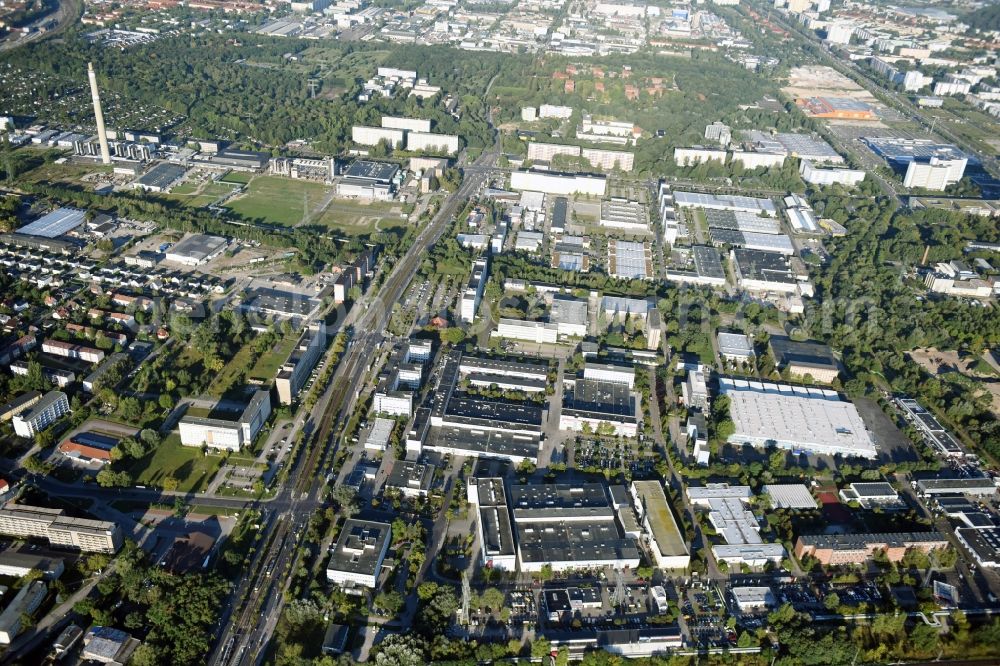 Aerial image Berlin - Industrial and commercial area Rhinstrasse - Allee der Kosmonauten destrict Marzahn in Berlin