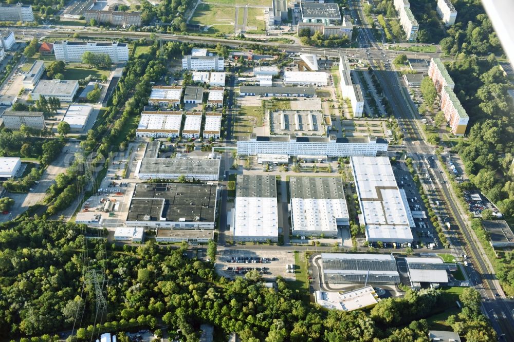 Aerial image Berlin - Industrial and commercial area Rhinstrasse - Allee der Kosmonauten destrict Marzahn in Berlin