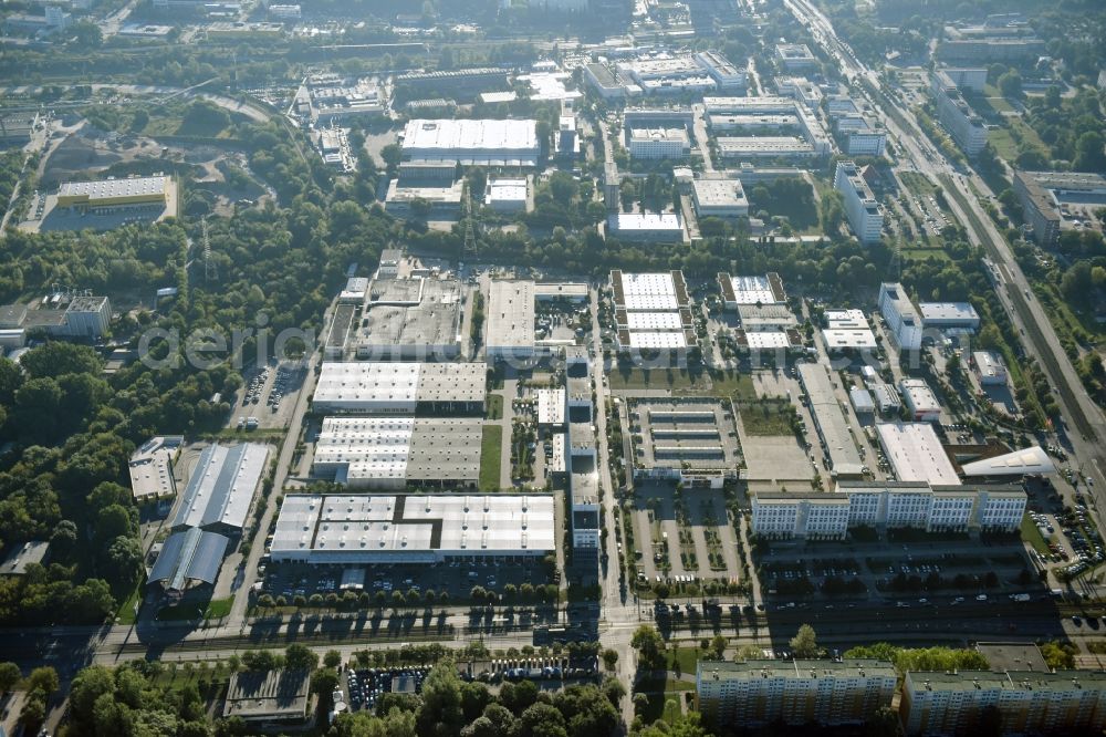 Aerial image Berlin - Industrial and commercial area Rhinstrasse - Allee der Kosmonauten destrict Marzahn in Berlin