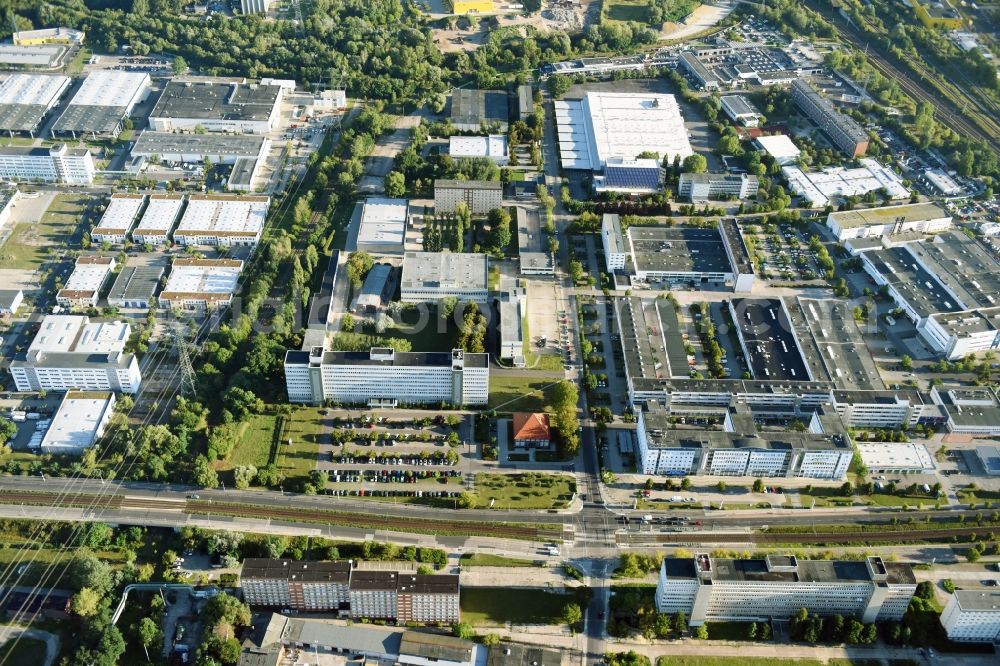 Aerial image Berlin - Industrial and commercial area Rhinstrasse - Allee der Kosmonauten destrict Marzahn in Berlin