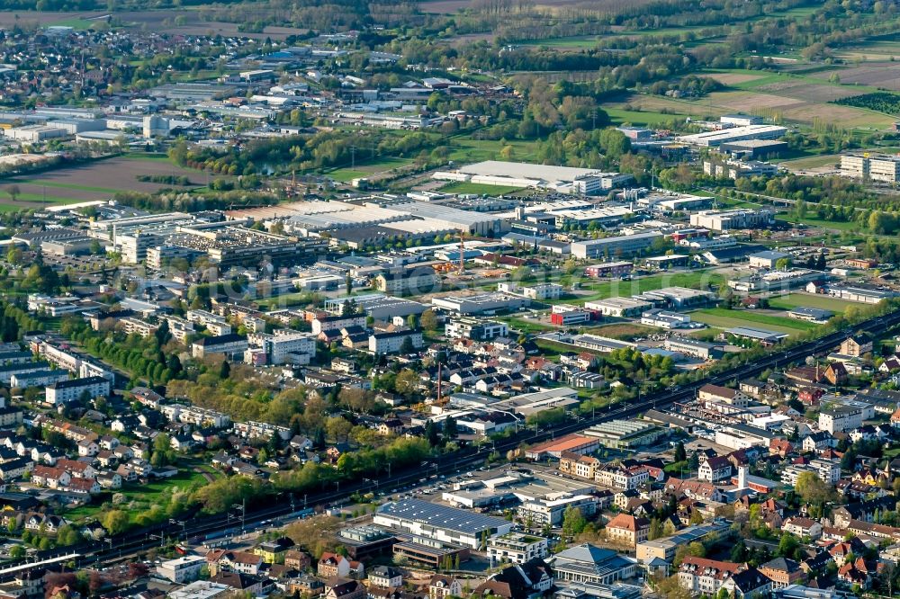 Aerial photograph Bühl - Industrial and commercial area Buehl West in Buehl in the state Baden-Wuerttemberg, Germany