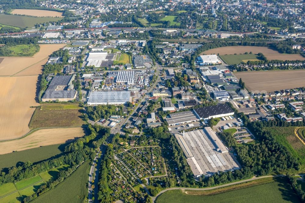 Aerial image Bochum - Industrial and commercial area along the Berliner Strasse - Burgstrasse in Bochum in the state North Rhine-Westphalia, Germany