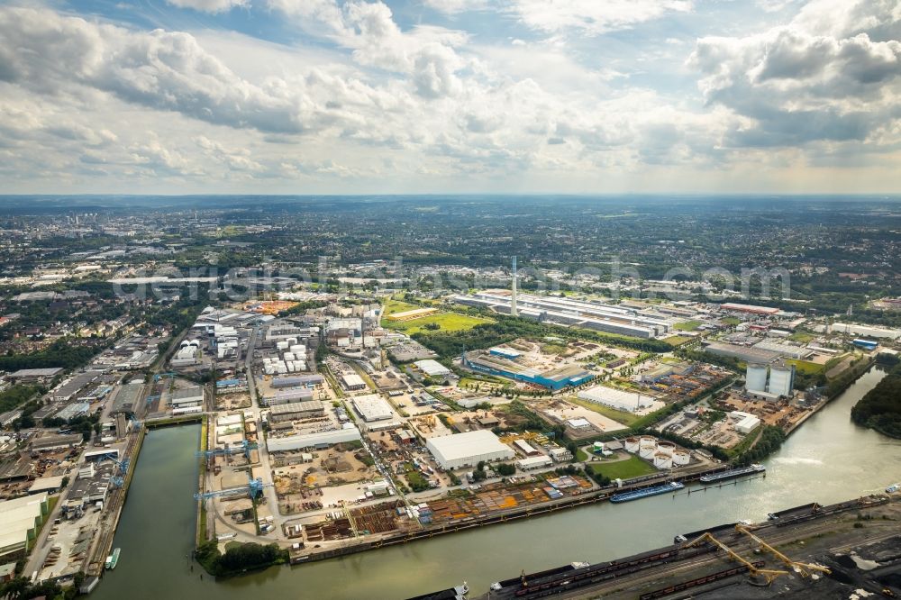 Bottrop from above - Industrial and commercial area on Rhein-Herne-Kanal in Bottrop in the state North Rhine-Westphalia, Germany