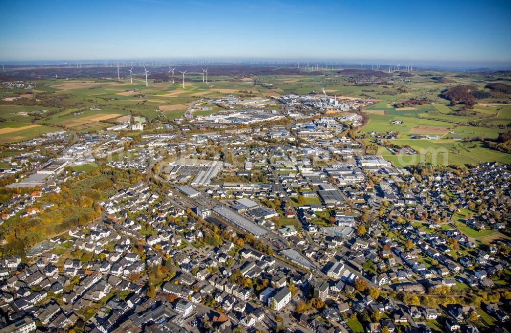 Aerial photograph Brilon - Industrial and commercial area in Brilon at Sauerland in the state North Rhine-Westphalia, Germany