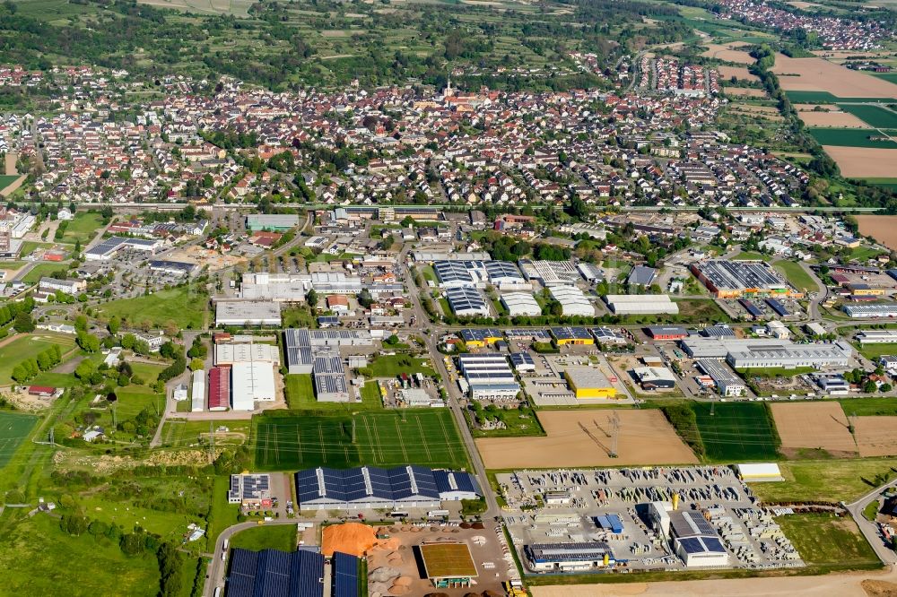 Aerial image Herbolzheim - Industrial and commercial area in Herbolzheim in the state Baden-Wuerttemberg