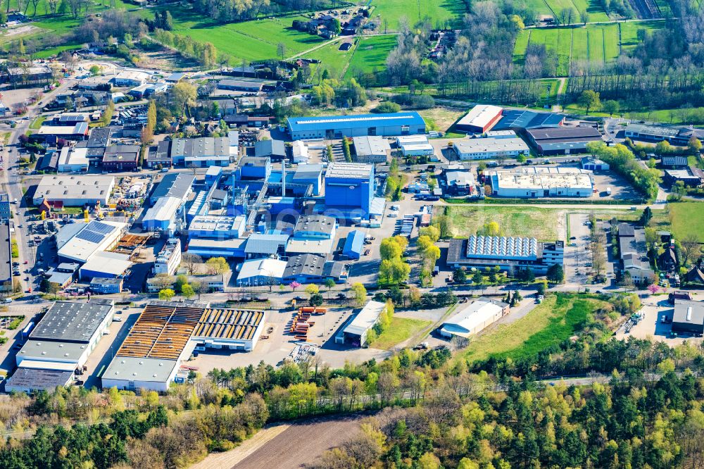 Buxtehude from the bird's eye view: Industrial and commercial area in Buxtehude in the state Lower Saxony, Germany