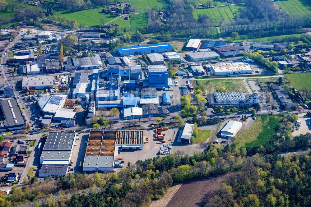 Buxtehude from above - Industrial and commercial area in Buxtehude in the state Lower Saxony, Germany