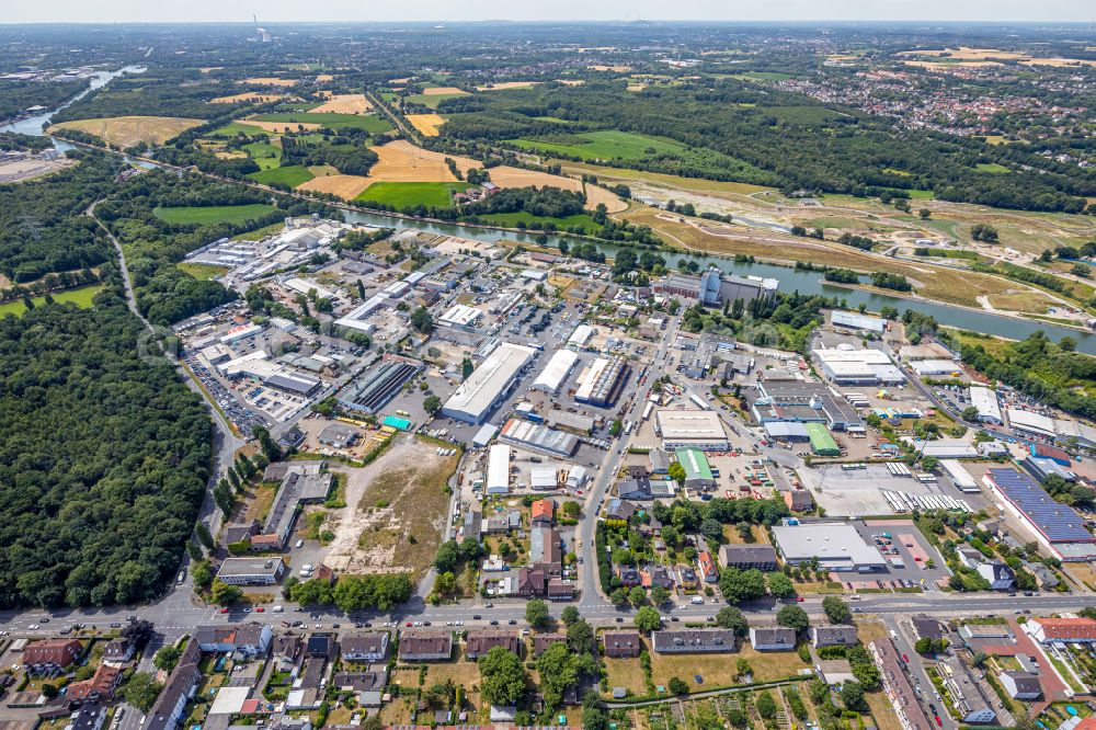 Castrop-Rauxel from above - Industrial and commercial area on street Lippestrasse in the district Habinghorst in Castrop-Rauxel at Ruhrgebiet in the state North Rhine-Westphalia, Germany