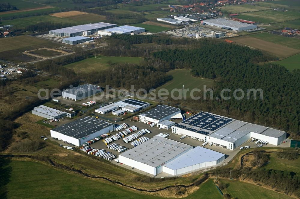 Aerial image Gailhof - Industrial and commercial area on Celler Strasse in Gailhof in the state Lower Saxony, Germany