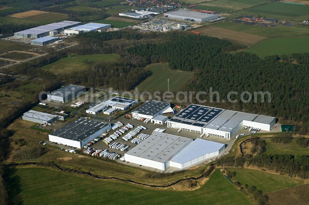 Gailhof from above - Industrial and commercial area on Celler Strasse in Gailhof in the state Lower Saxony, Germany