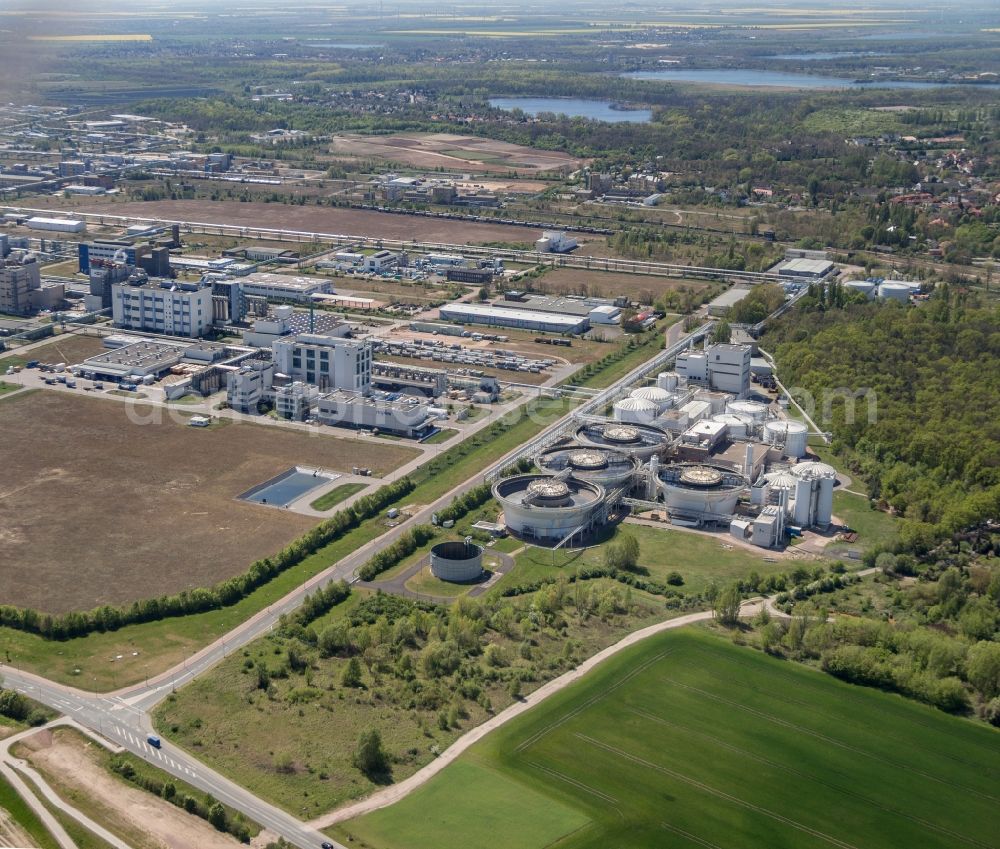 Bitterfeld-Wolfen from the bird's eye view: Industrial and commercial area in Bitterfeld-Wolfen in the state Saxony-Anhalt