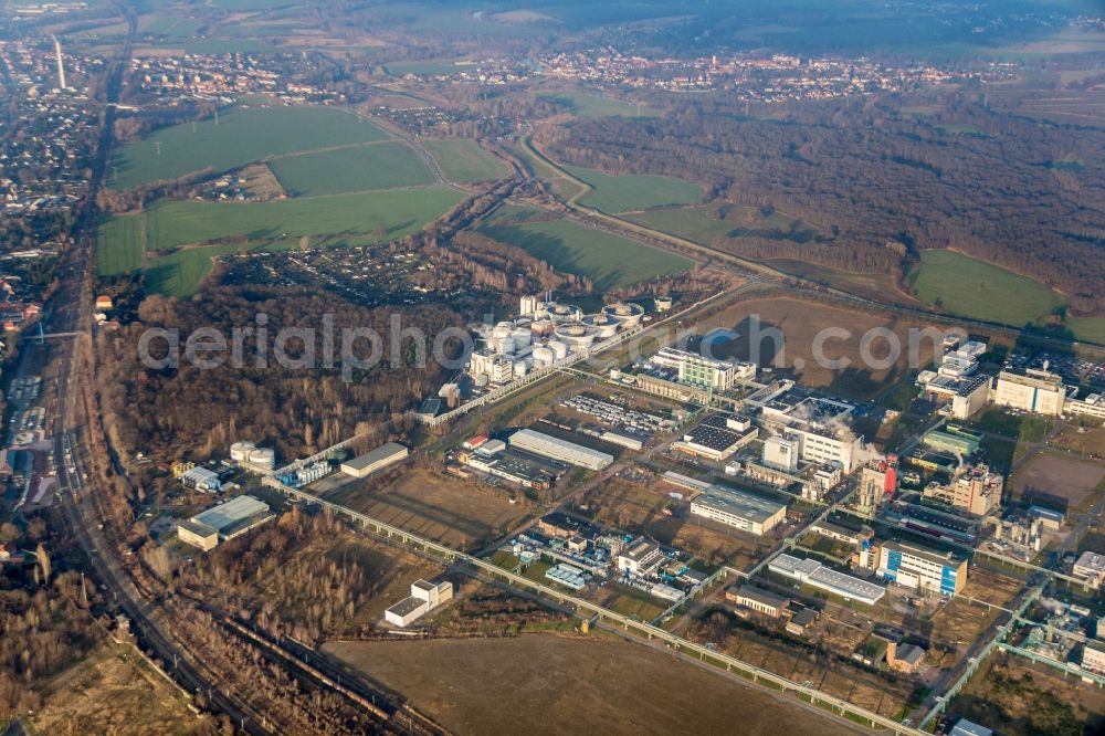 Bitterfeld-Wolfen from above - Industrial and commercial area in Bitterfeld-Wolfen in the state Saxony-Anhalt