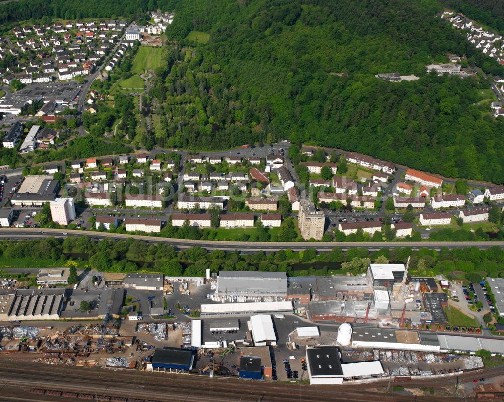 Aerial image Dillenburg - Industrial and commercial area in Dillenburg in the state Hesse, Germany