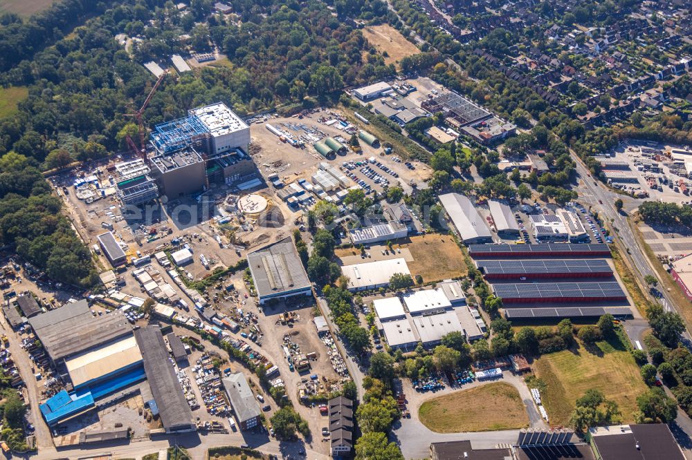 Aerial photograph Dinslaken - Industrial and commercial area on street Thyssenstrasse in Dinslaken at Ruhrgebiet in the state North Rhine-Westphalia, Germany