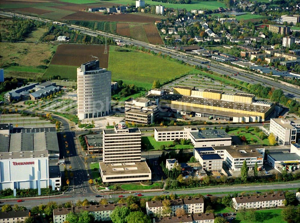 Düsseldorf from above - Printing center Rheinische Post in industrial and commercial area of the Rheinisch-Bergische Verlagsgesellschaft mbH at Zuelpicher Strasse in Dusseldorf in North Rhine-Westphalia