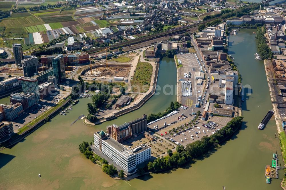 Düsseldorf from above - Industrial and commercial area at Duesseldorfer Wirtschaftshaven in Duesseldorf in the state North Rhine-Westphalia