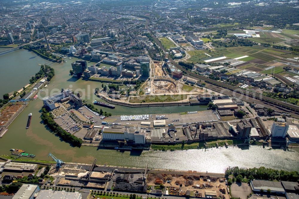 Aerial image Düsseldorf - Industrial and commercial area at Duesseldorfer Wirtschaftshaven in Duesseldorf in the state North Rhine-Westphalia